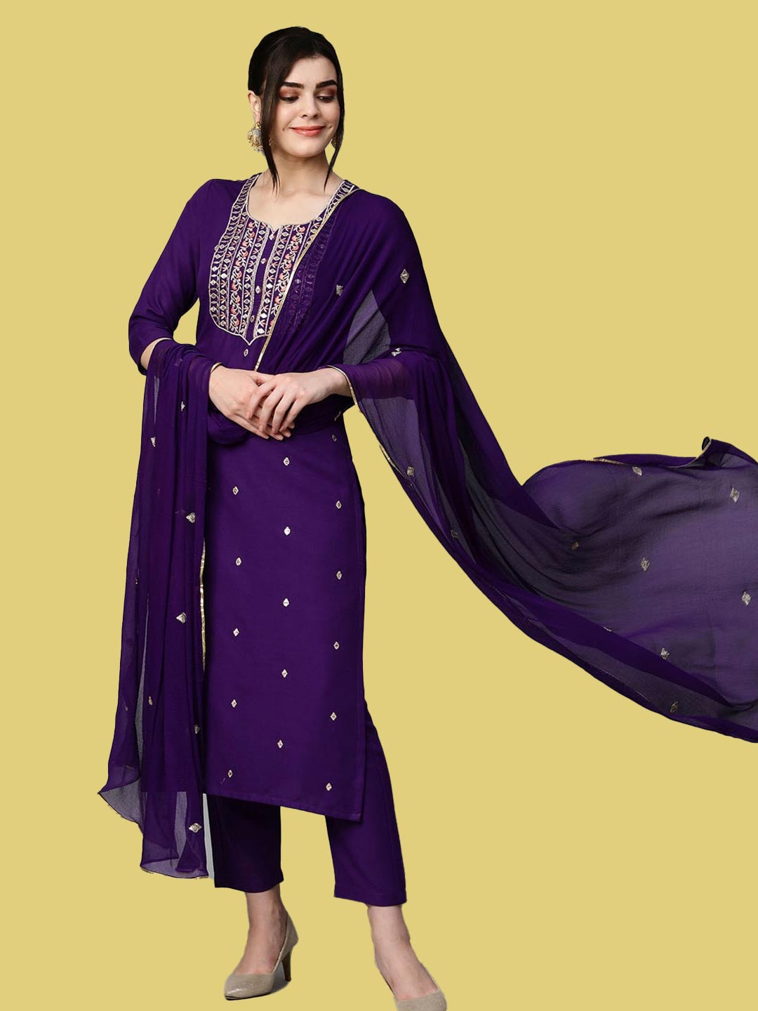 Embroidered Cotton Kurta Set