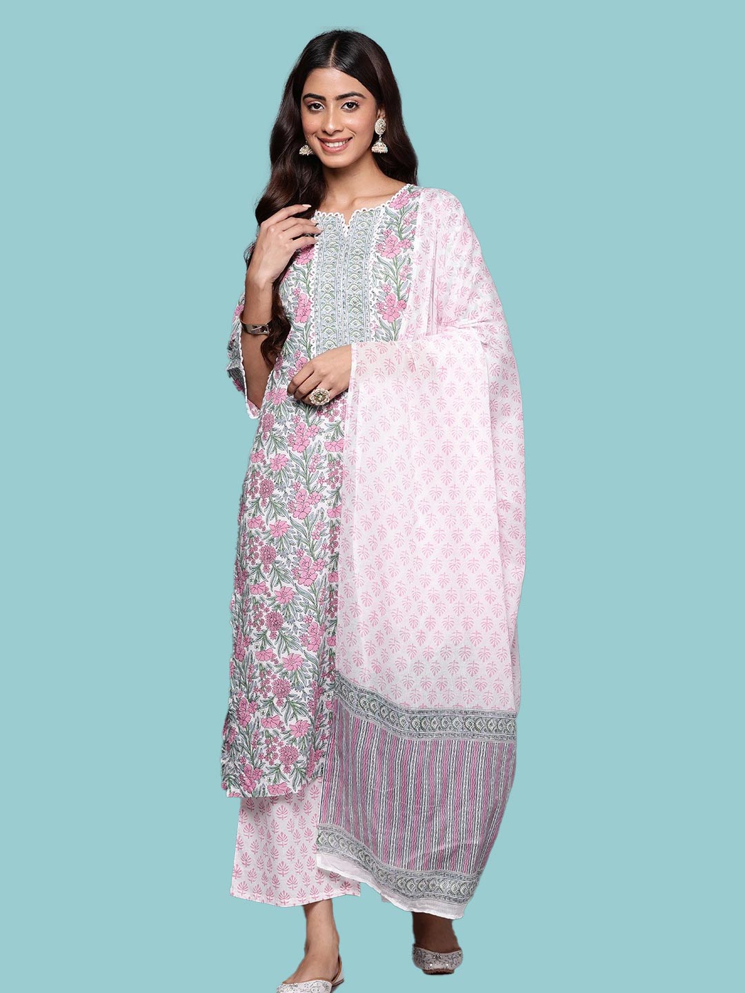 Plain Pure Cotton Kurta Set