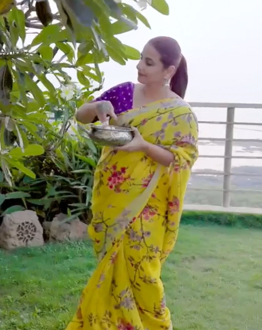 Yellow Floral Linen Saree with Silver Border