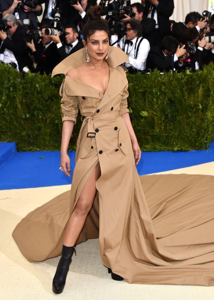 priyanka chopra trench coat met look