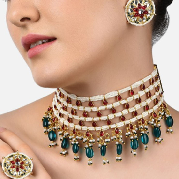 Beaded Kundan Choker Necklace