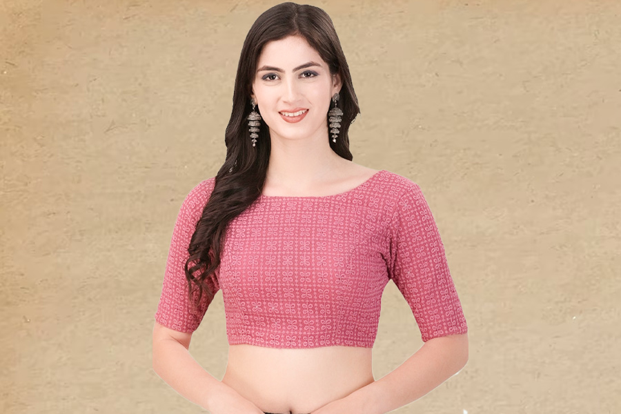 Boat Neck Cotton Blouse Design For Women With Heavy Bust