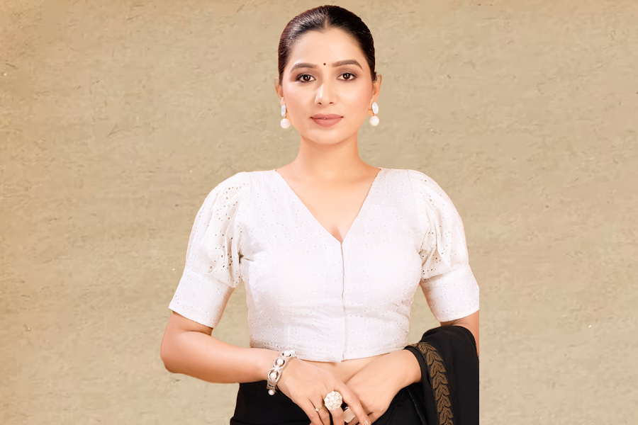 Puff Sleeve Cotton Blouse Design For Women With Heavy Bust