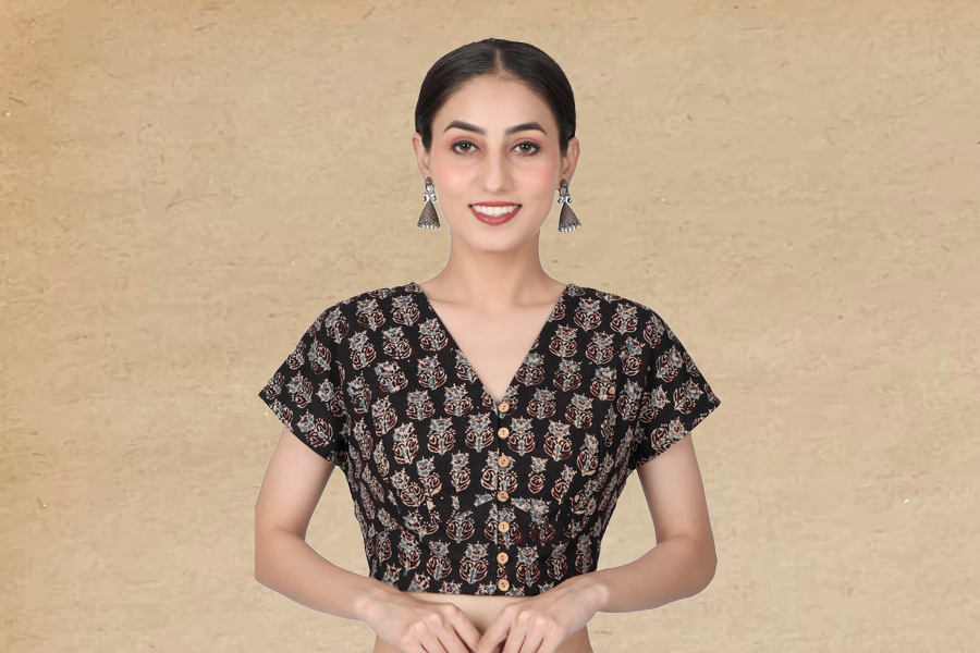 V Neck Cotton Blouse Design For Women With Heavy Bust