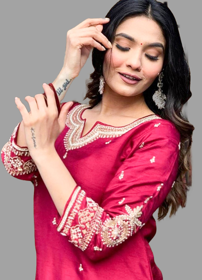 Floral Embroidered Pakistani Suit Sleeve Design