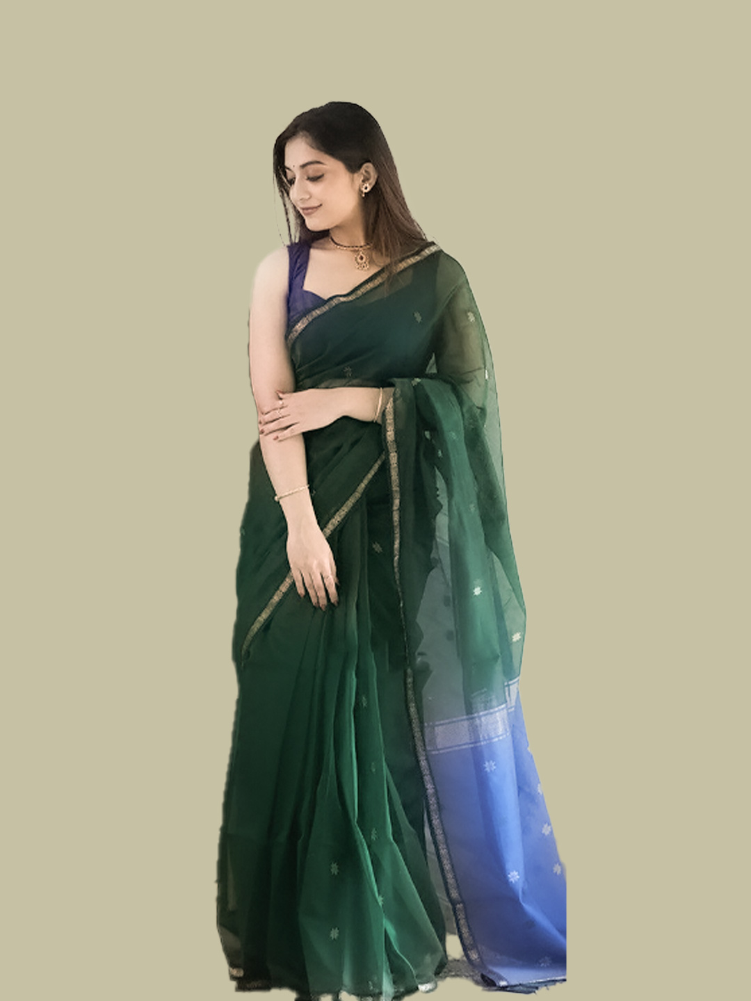 Kanjeevaram Silk Green Saree Design For Vat Savitri