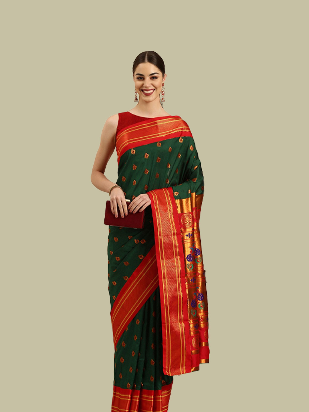 Paithani Green Saree Design For Vat Savitri
