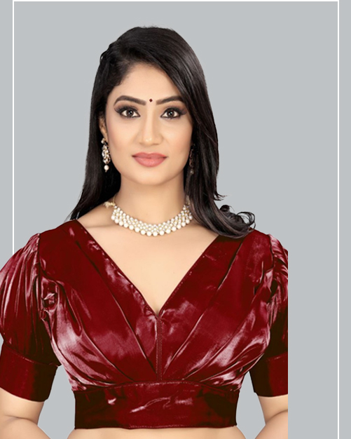 Puff Sleeves V Neck Blouse Design