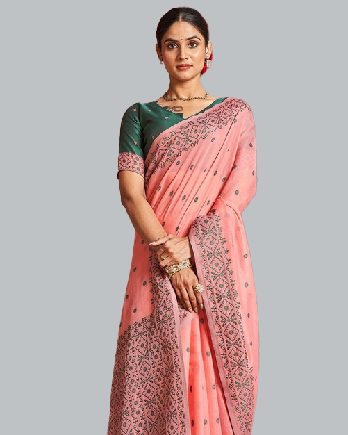 Thread Embroidered Chanderi Cotton Saree Design