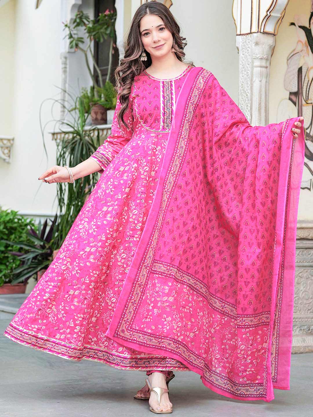 Floral Printed Heavy Anarkali Suit Design