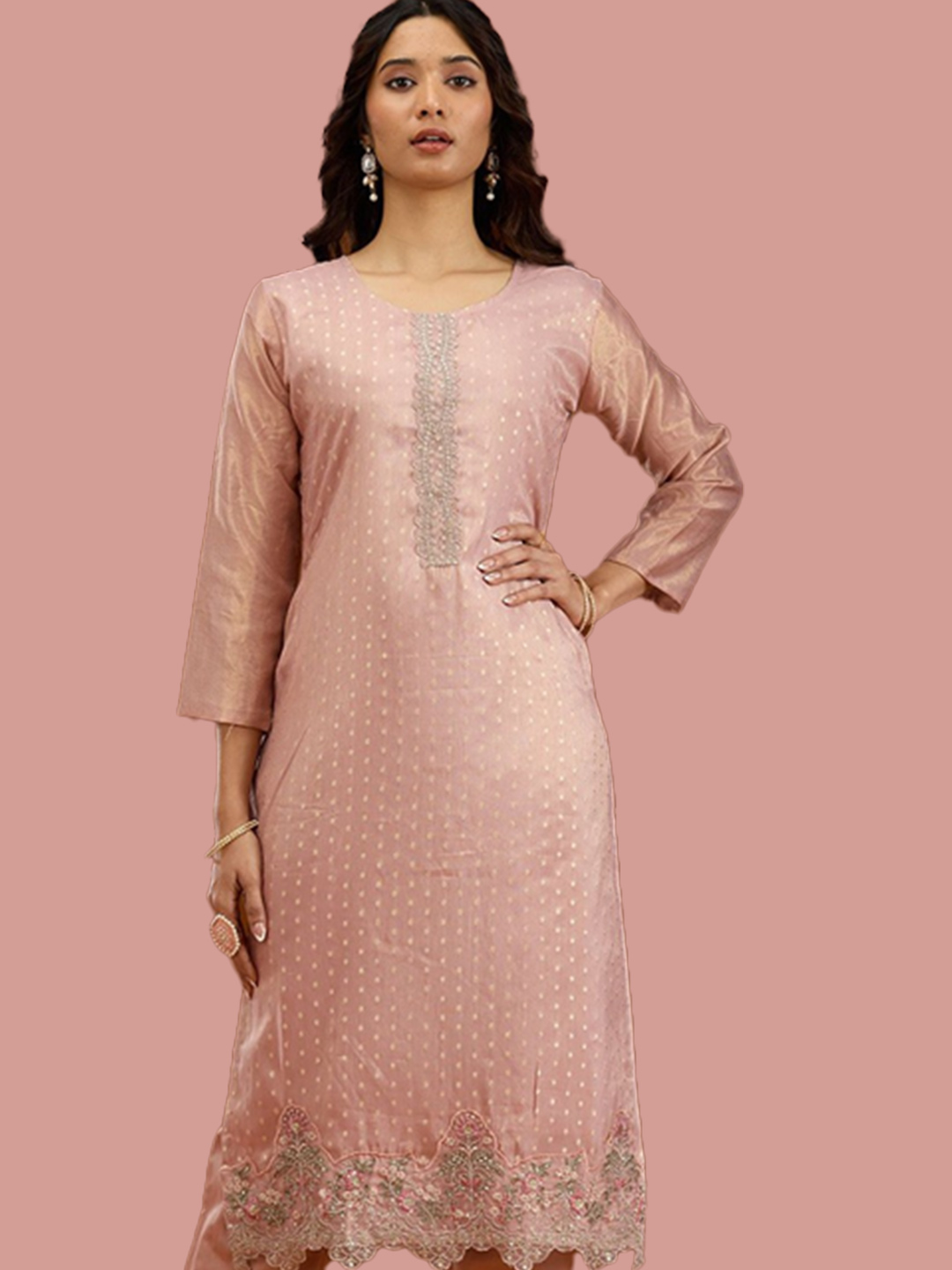 Tissue Pink Plain Suit Design