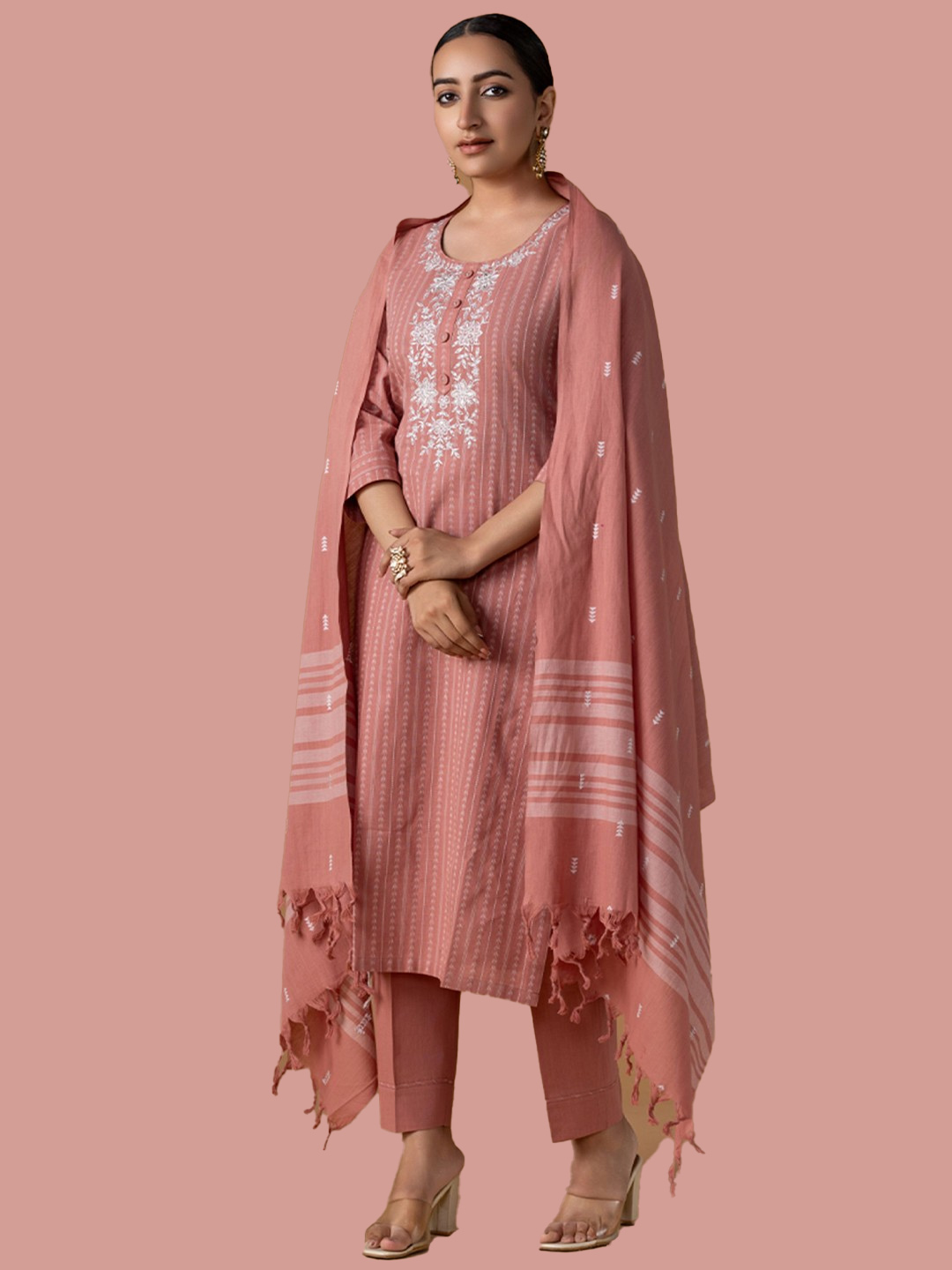 Tissue Pink Plain Suit Design