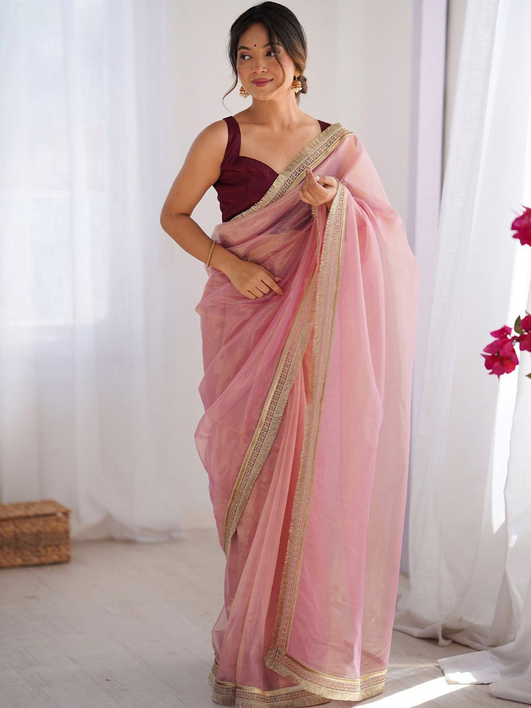 Net Silk Saree With Heavy Blouse