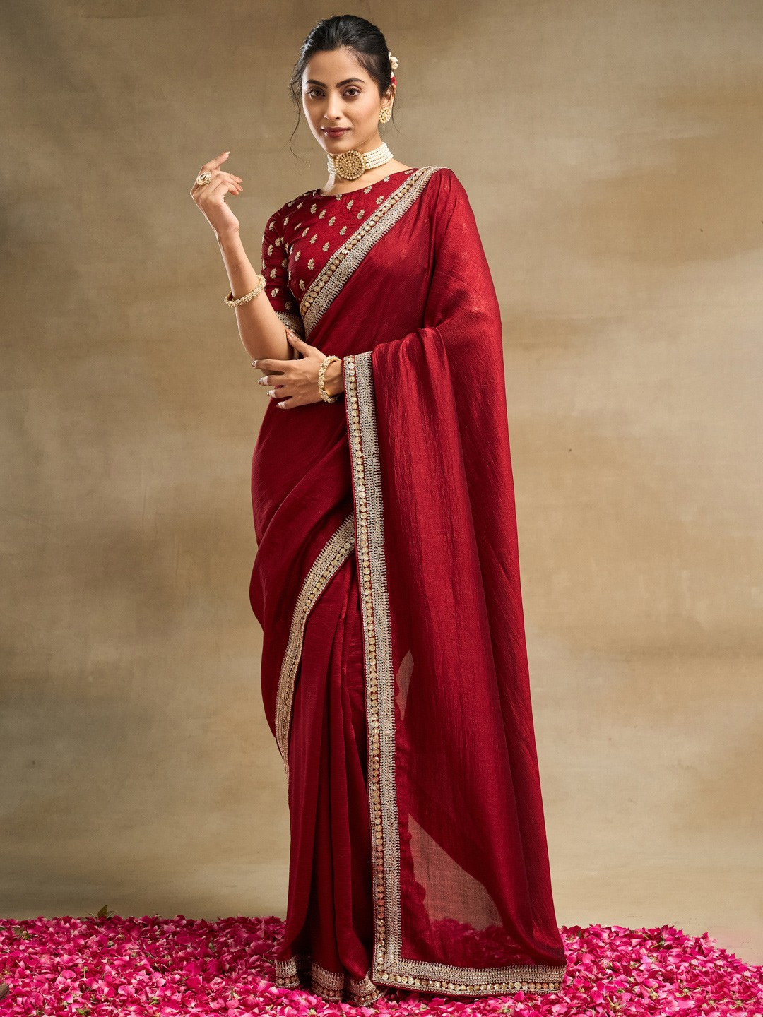 Red Pure Silk Saree With Heavy Blouse