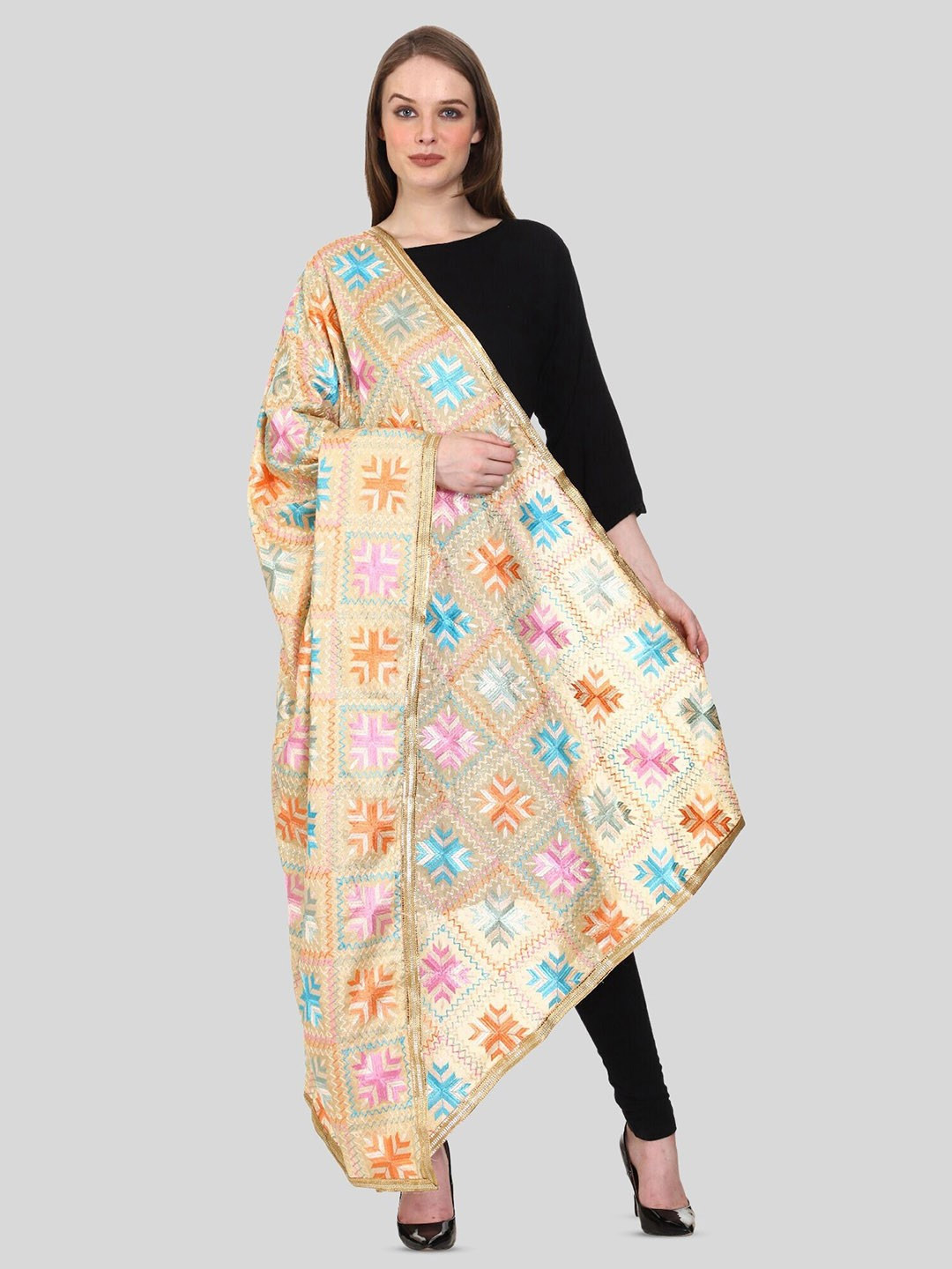 Embroidered Phulkari Dupatta Design