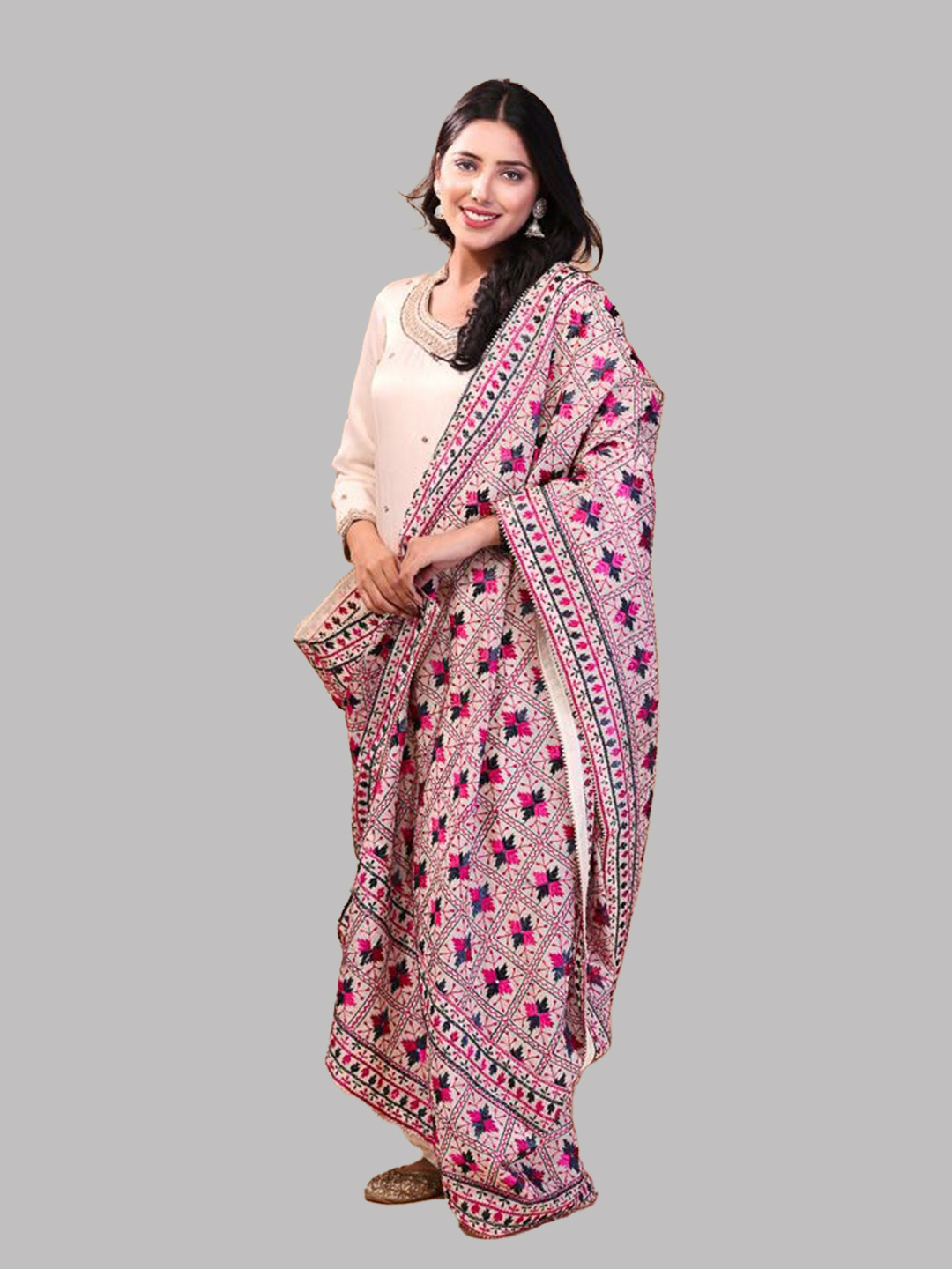 Floral Phulkari Dupatta Design