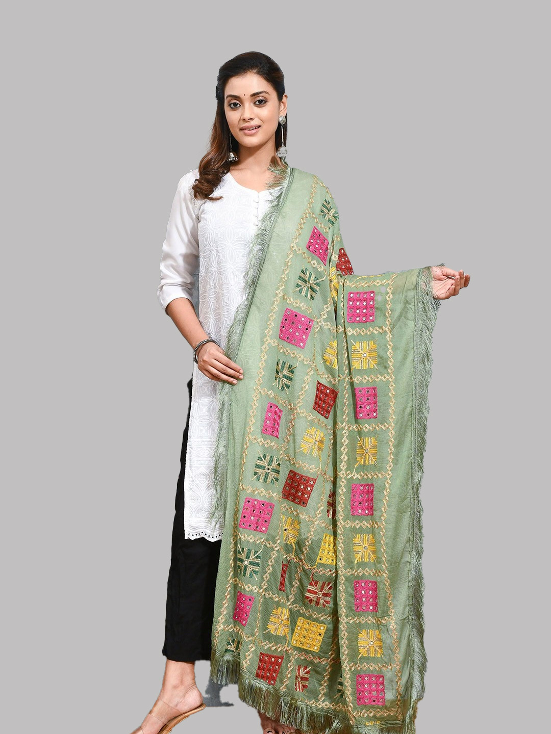 Mirrorwork Phulkari Dupatta Design