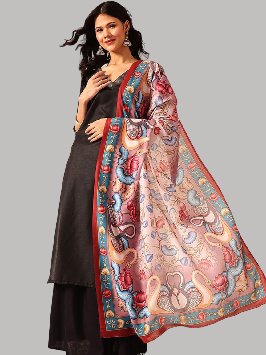 Mul Cotton Kalamkari Dupatta Design