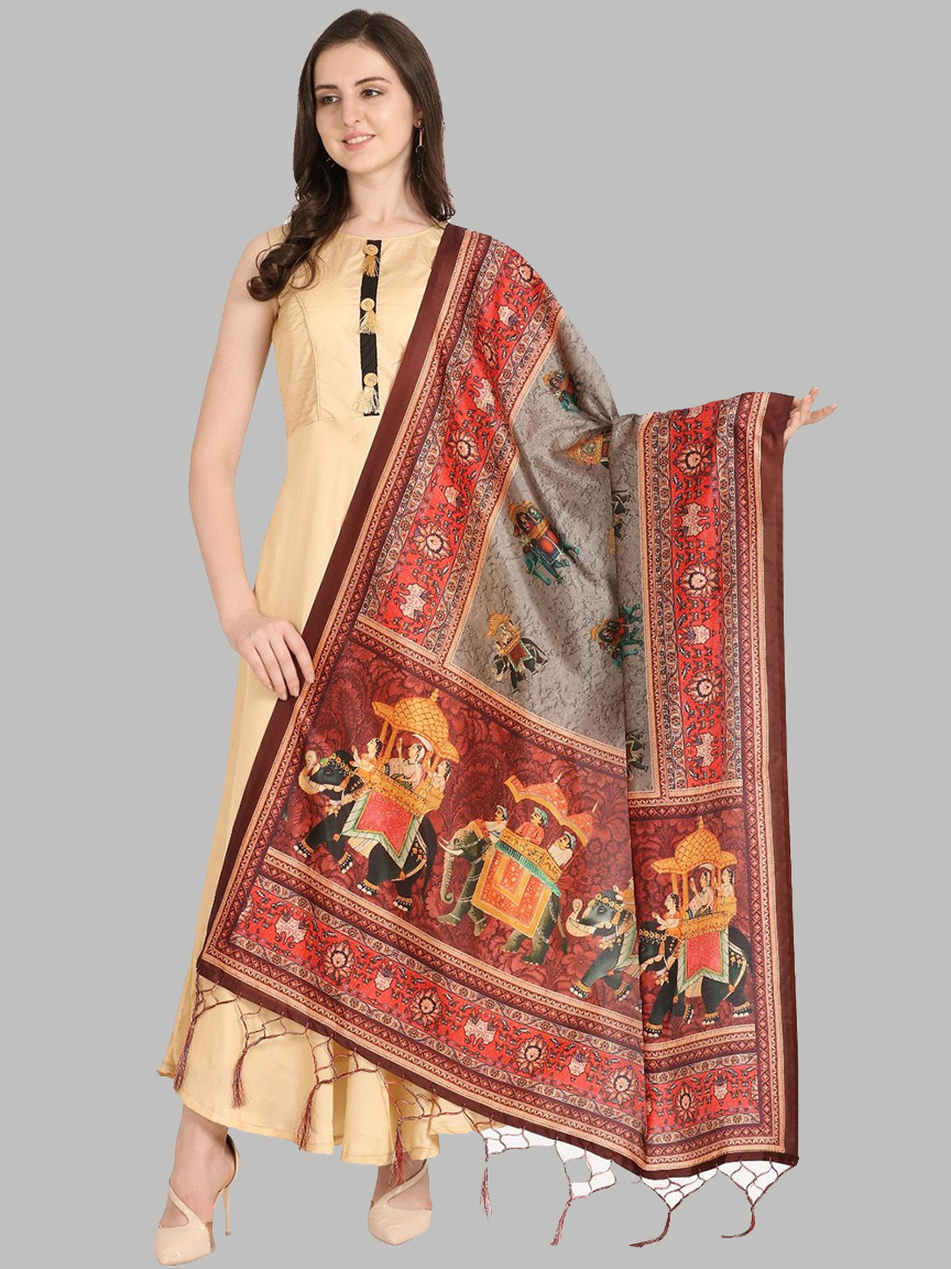 Printed Kalamkari Dupatta Design