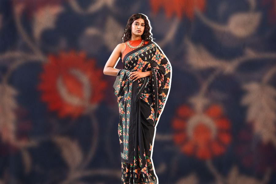Printed Cotton Sarees To Pair With High Neck Blouse