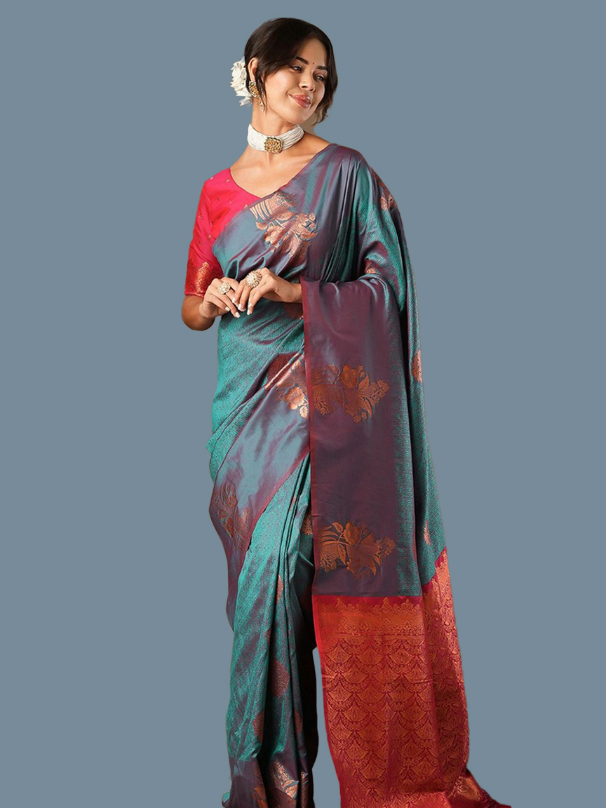 Gota Patti Silk Saree To Pair With U Neck Blouse