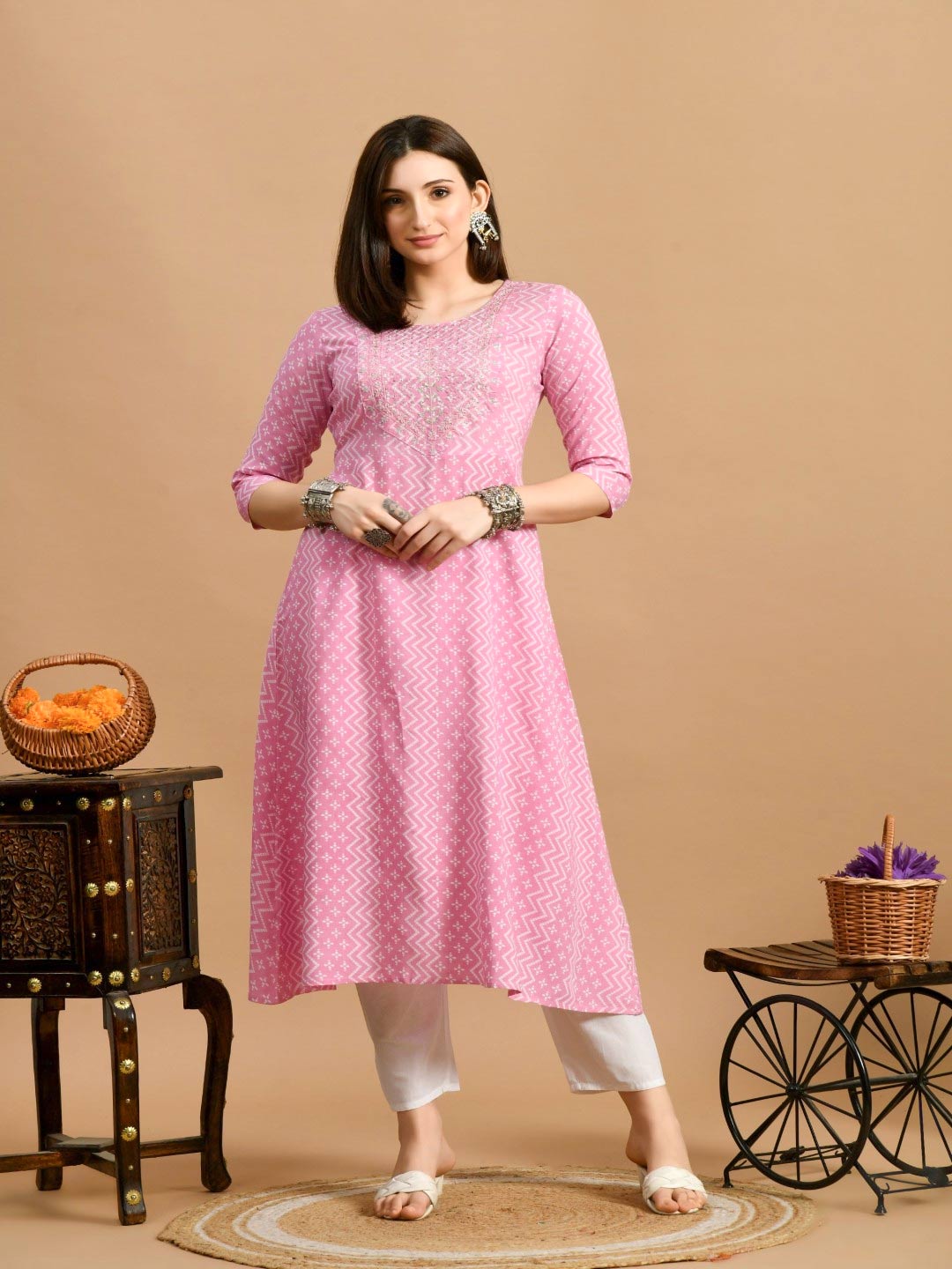 Gota Patti Pink Cotton Suit Design
