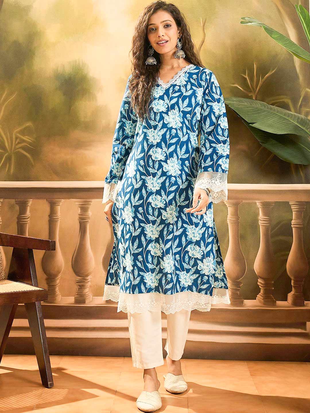 Lace Long Sleeves Kurti Design