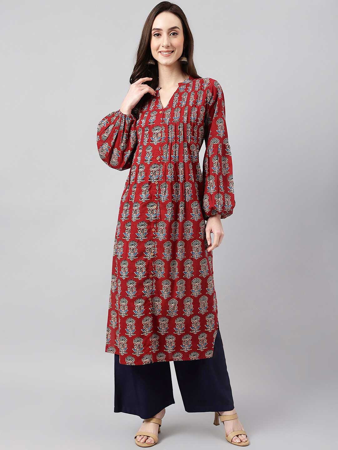 Puff Long Sleeves Kurti Design