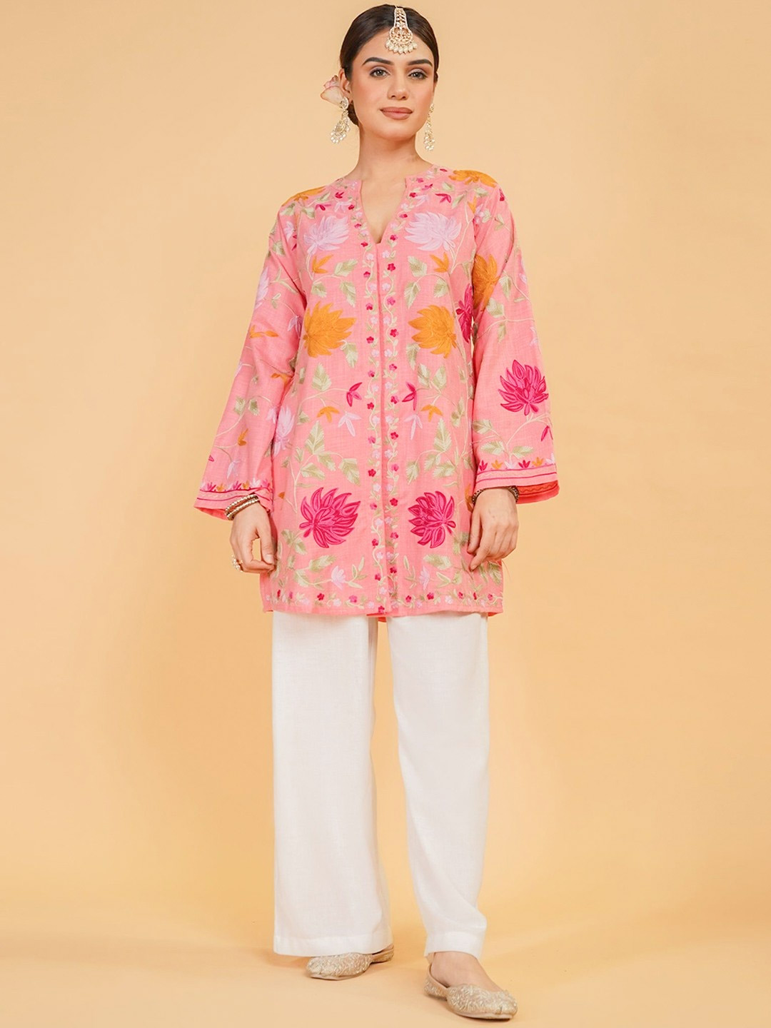 Short Pink Cotton Suit Design