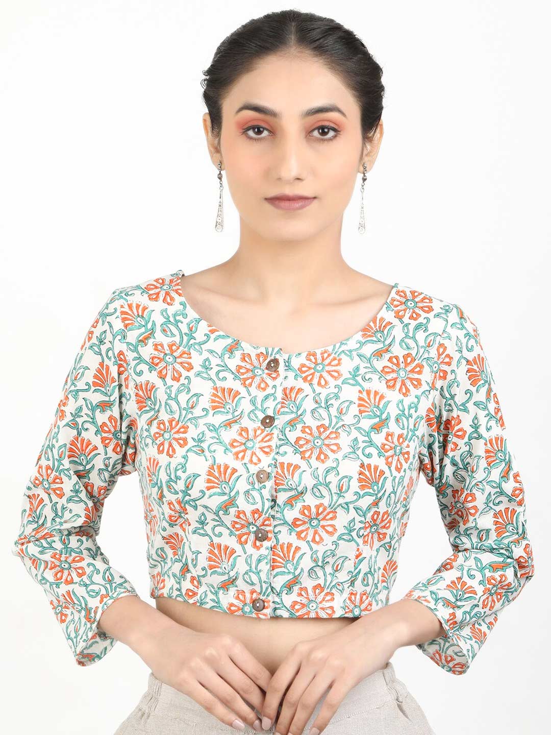 Straight 34th Blouse Sleeve Designs For Cotton Sarees