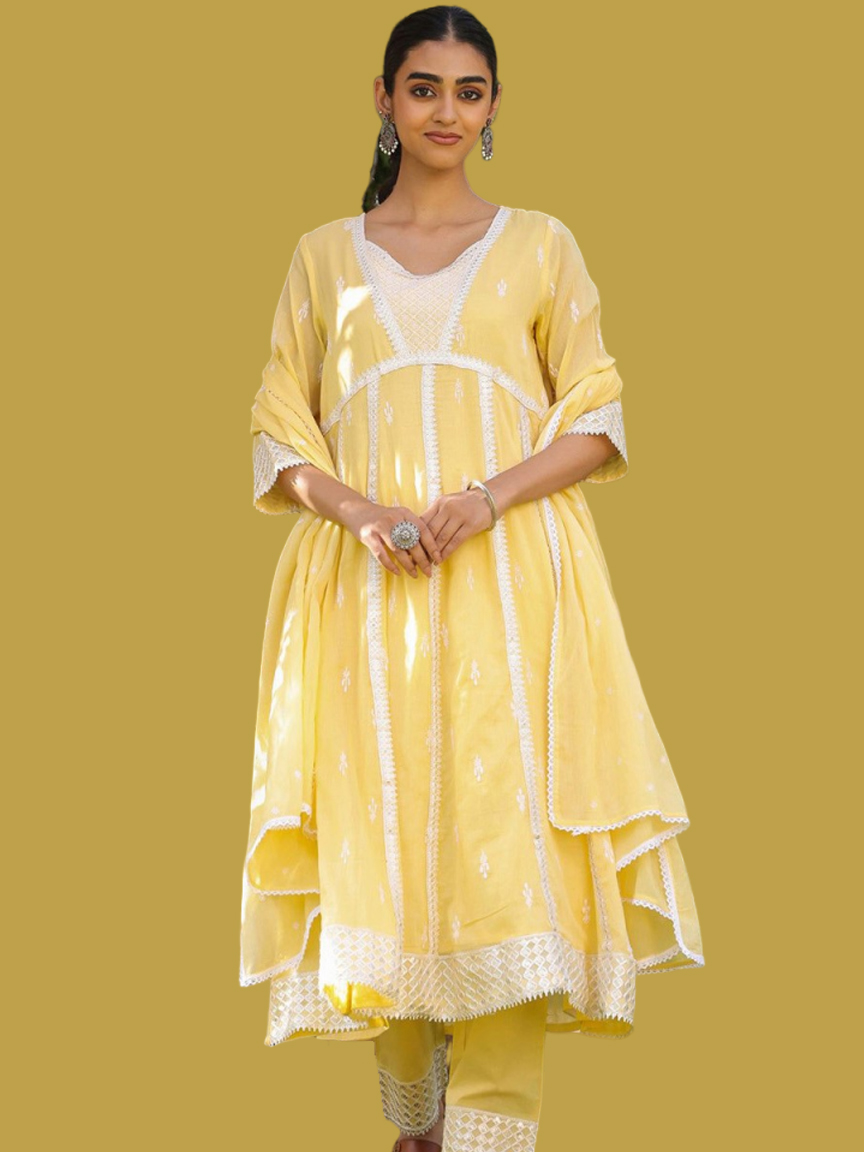 Anarkali Mulmul Cotton Suit Design