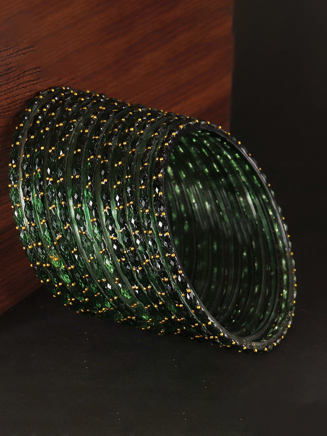 Beaded Green Bangle Set Design For Sawan