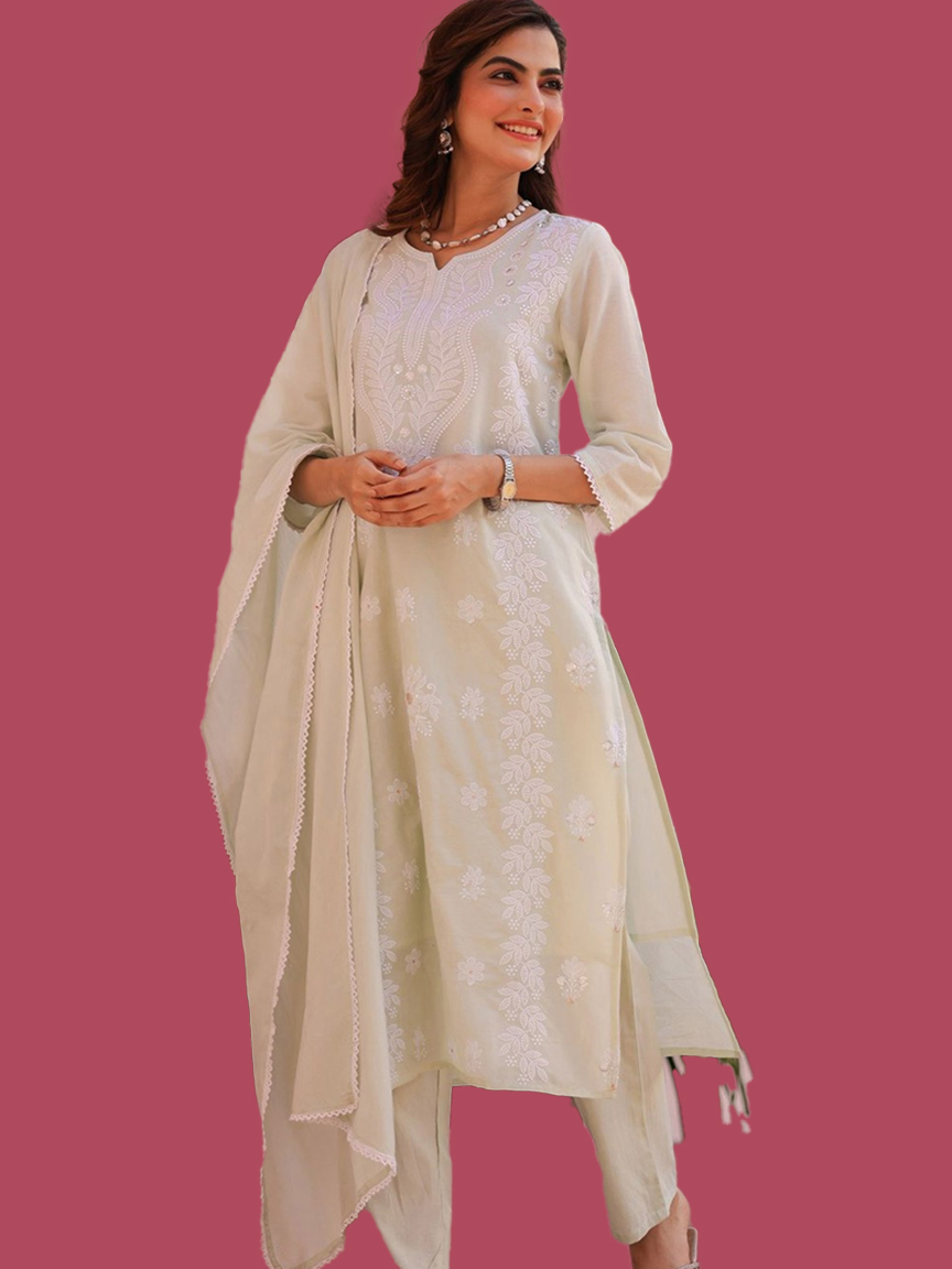 Chikankari Mulmul Cotton Suit Design