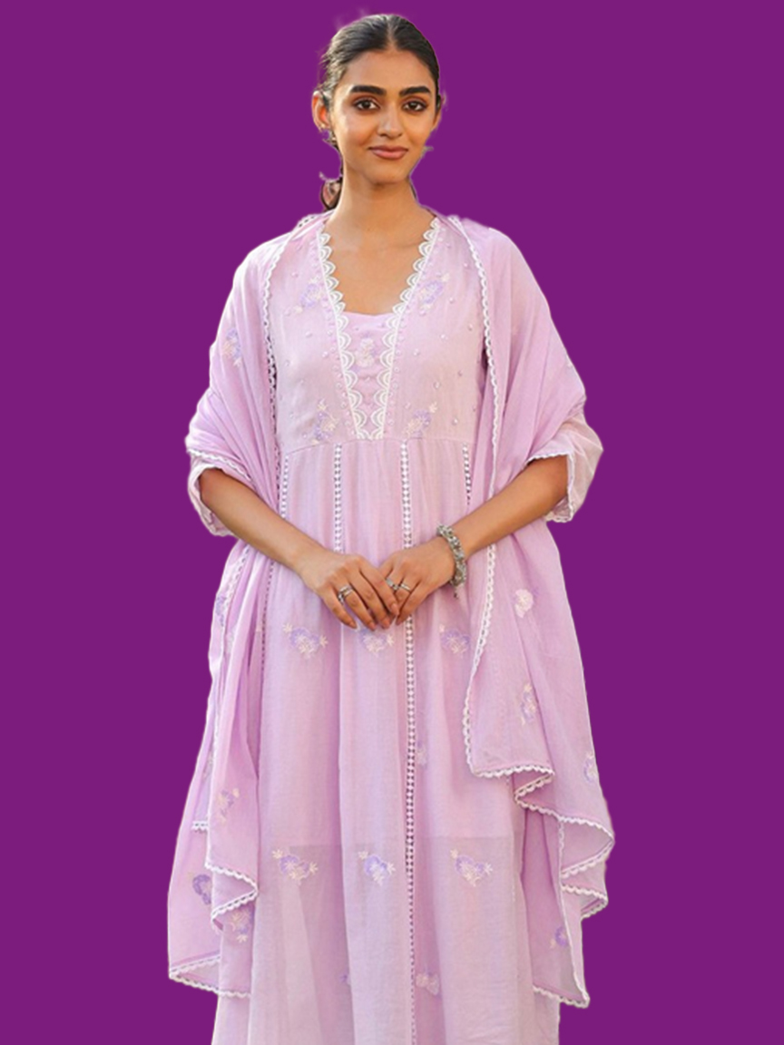 Embroidered Mulmul Cotton Suit Design