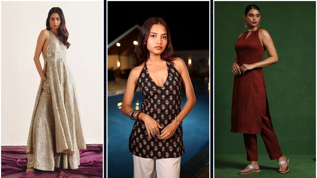 5 Halter Neck Kurti Designs For College Girls