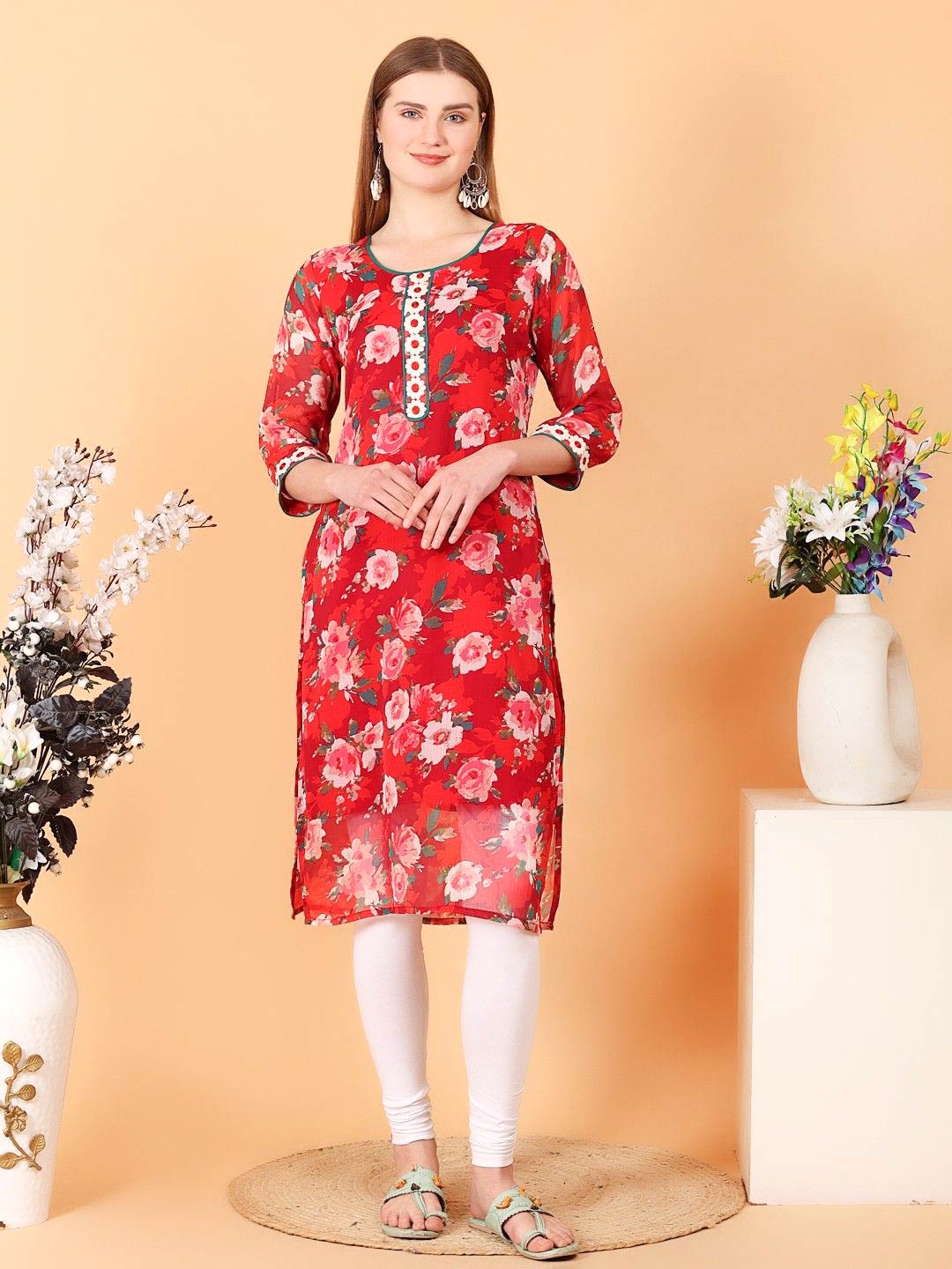 Floral Chiffon Suit Design