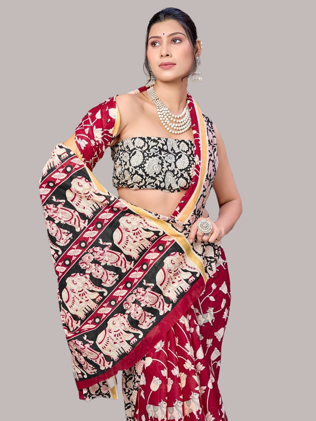 Off-Shoulder Kalamkari Blouse Design