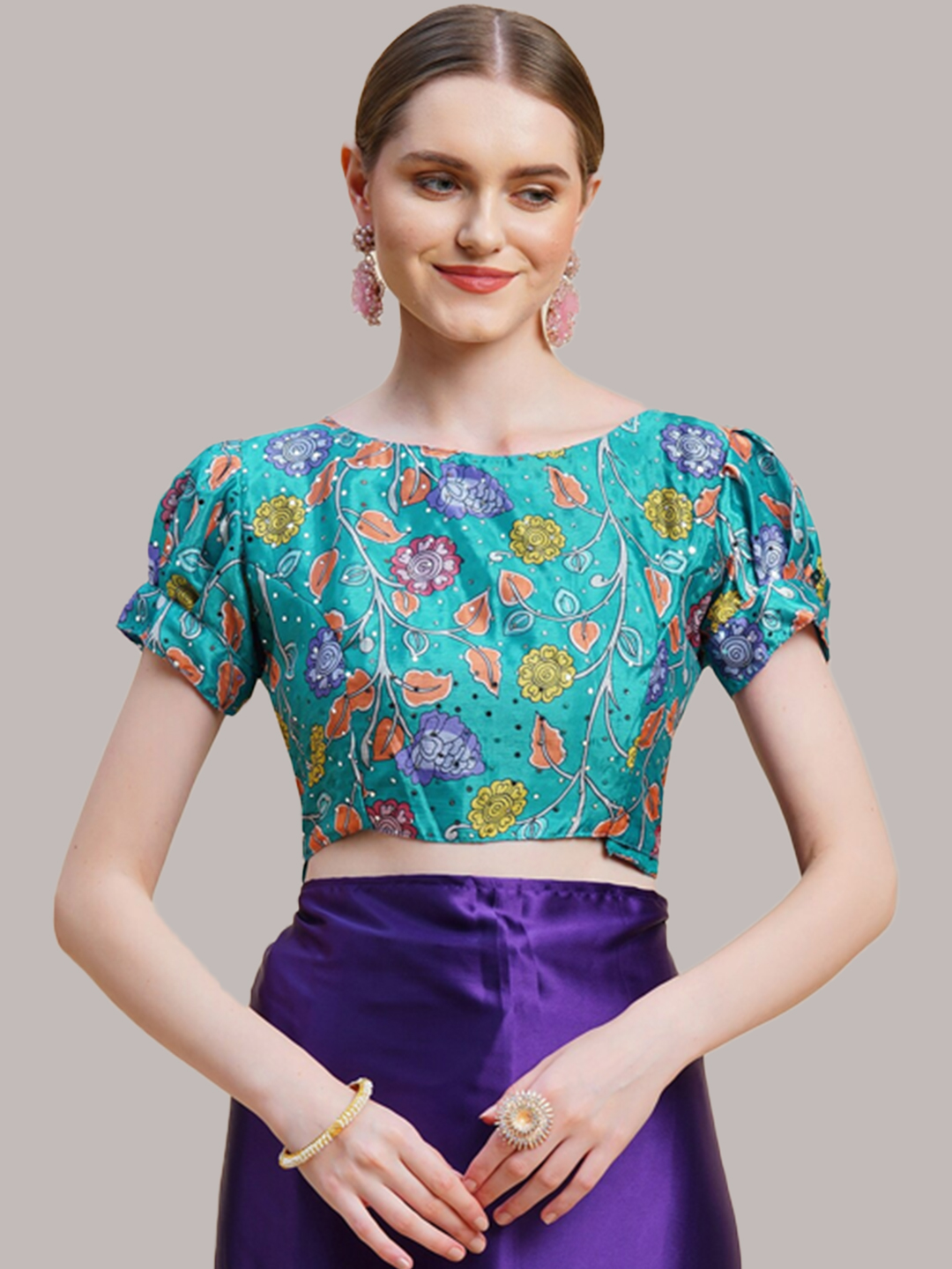 Puff Sleeve Kalamkari Blouse Design