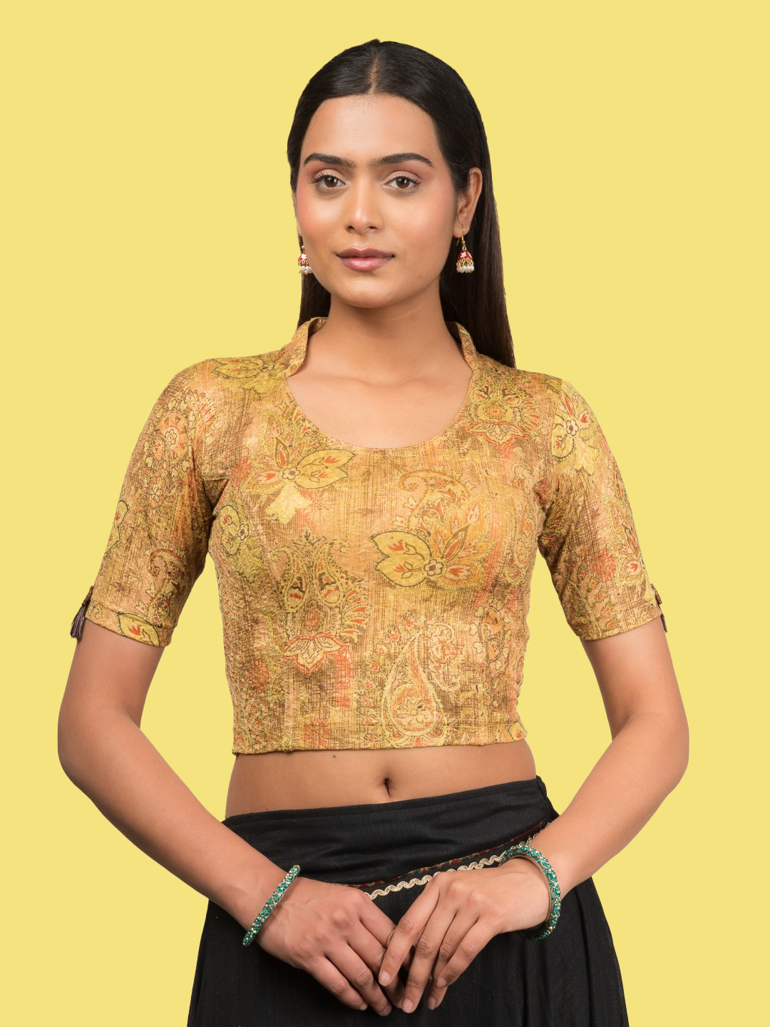 High Collar Neck Blouse Design