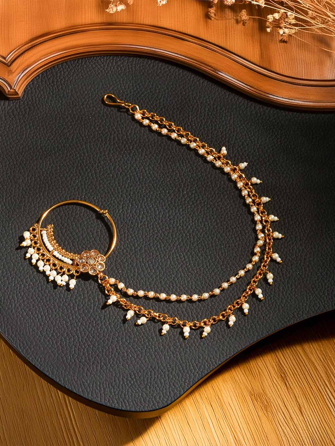 Gold Plated Kundan Nath Design