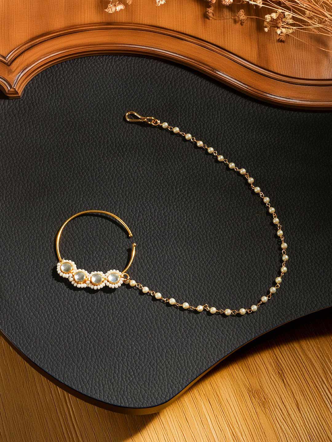 Stone Studded Kundan Nath Design