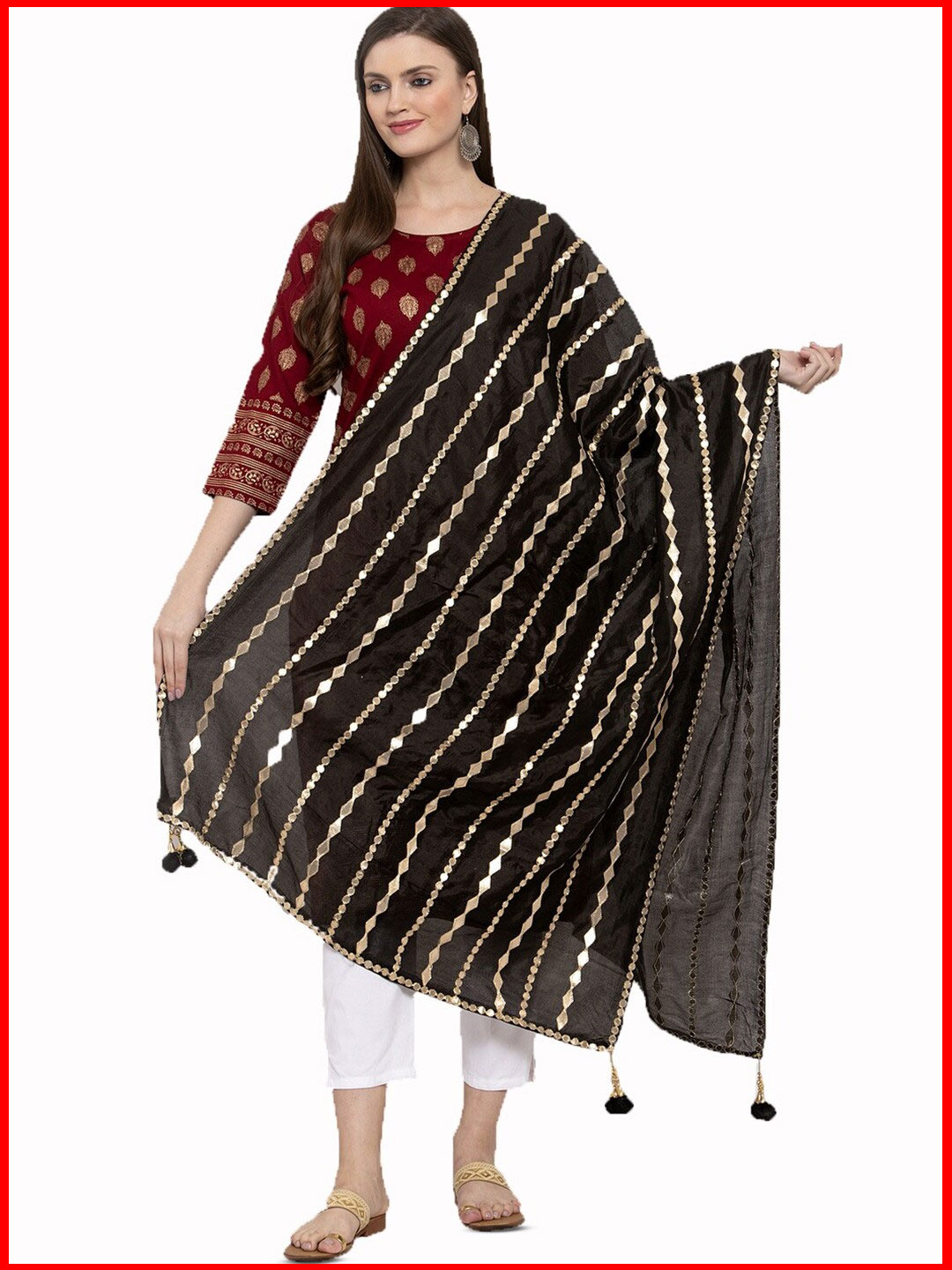 Embroidered Gota Patti Dupatta Design