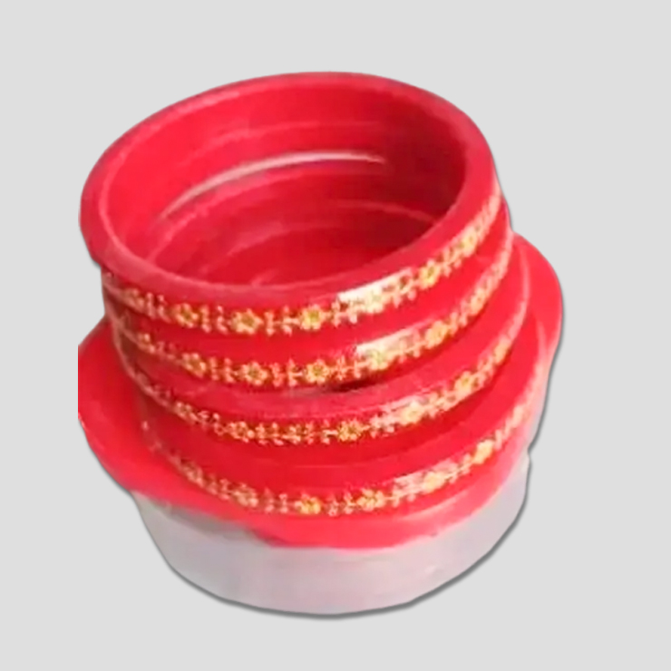 Red And Golden Plastic Bangle Set
