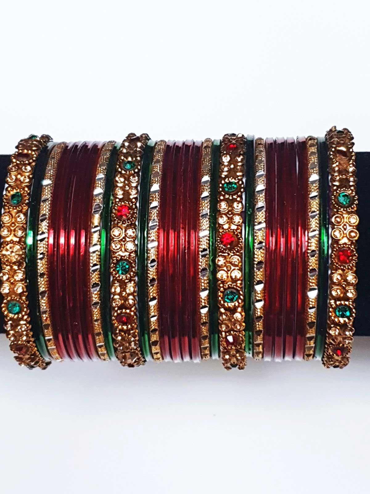 Red And Green Metal Bangles