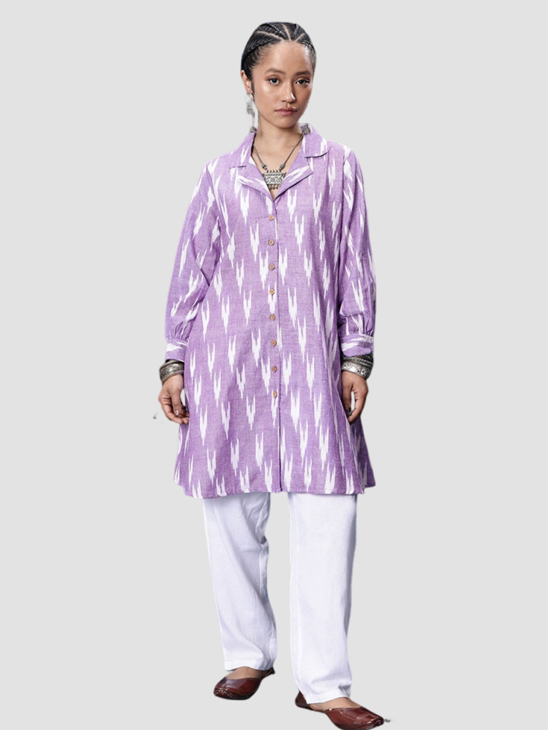 Collar Ikat Cotton Suit Design