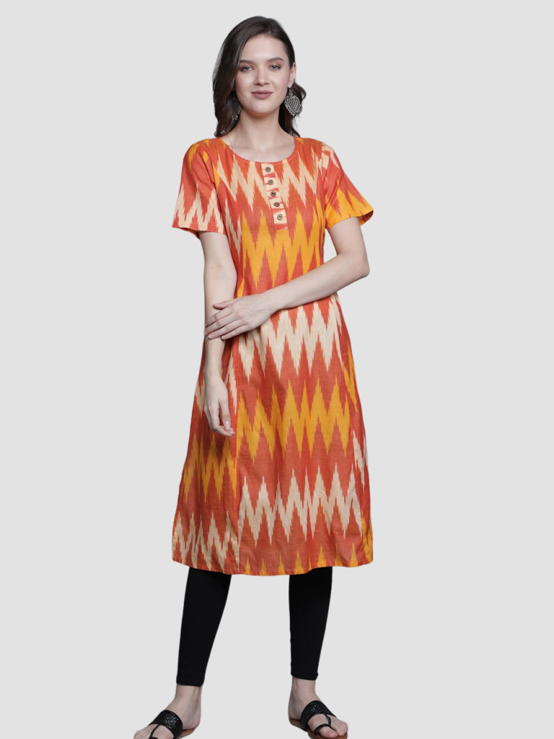Long Ikat Cotton Suit Design