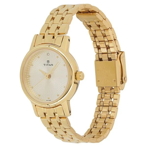 Titan Quartz Analog Golden Stainless Steel Strap Watch