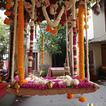 Floral Fantasy Jhula Decoration