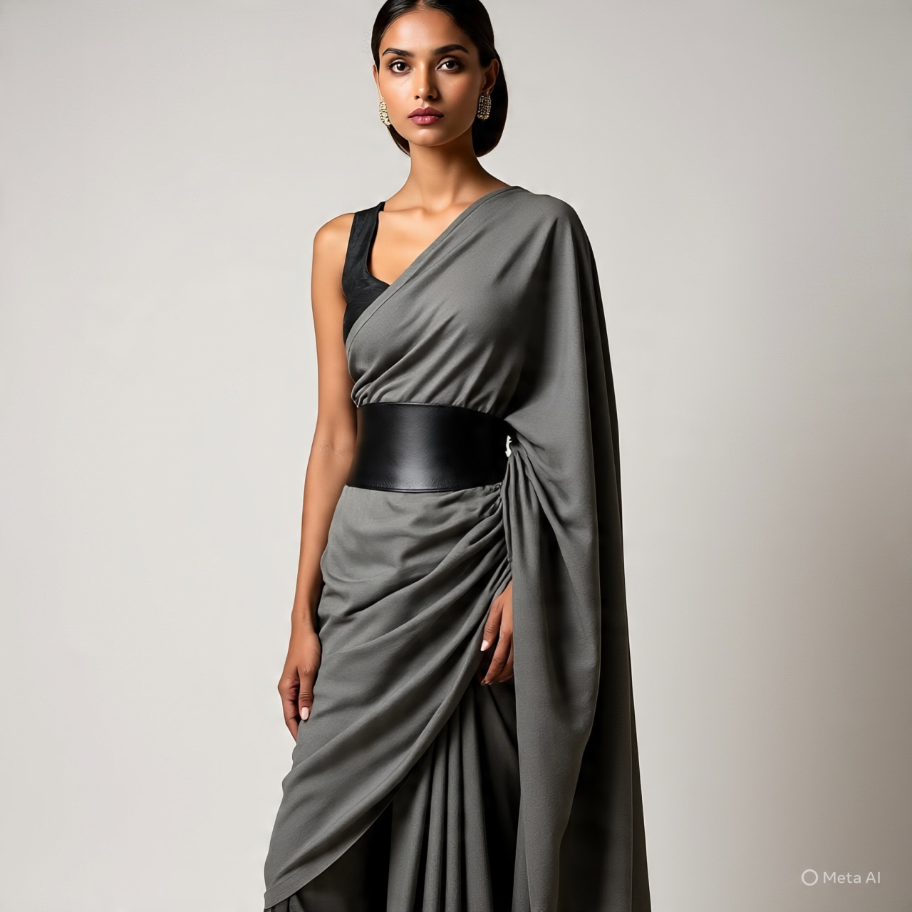 Pant Saree With Leather Belt