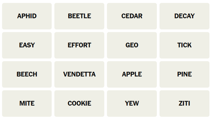 NYT Connections For August 4, 2025